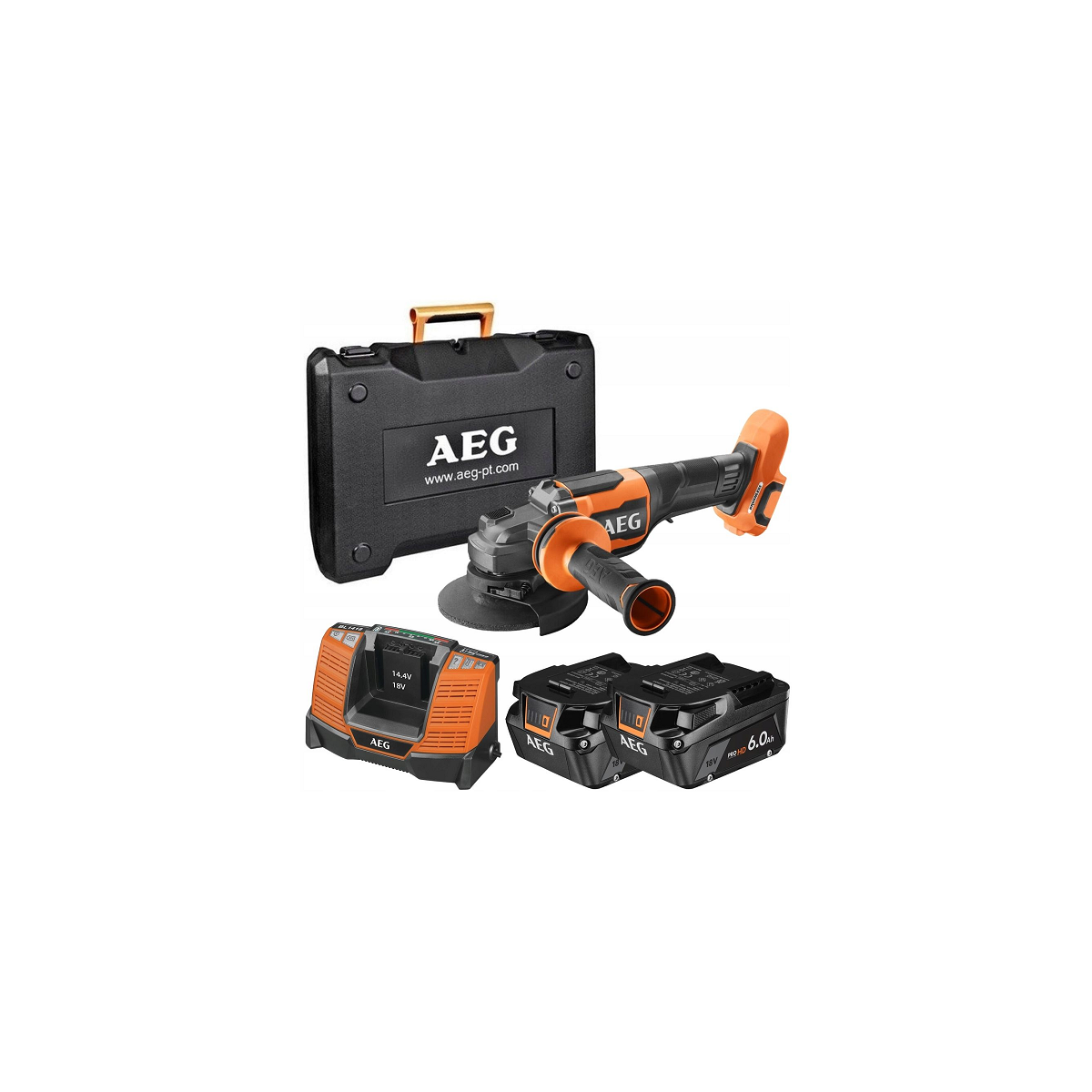  AEG BEWS18-125BLPX2-602C Meuleuse D'angle 125mm Brushless 2x6Ah HD (4935492638)