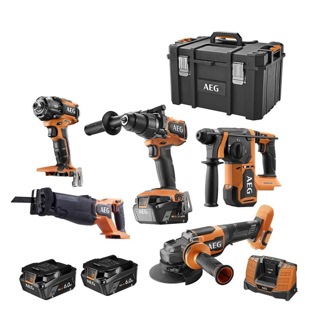  AEG Pack 5 Outils Brushless Sans Fil 18V 3x6Ah Quickstack (ARTISAN 1)