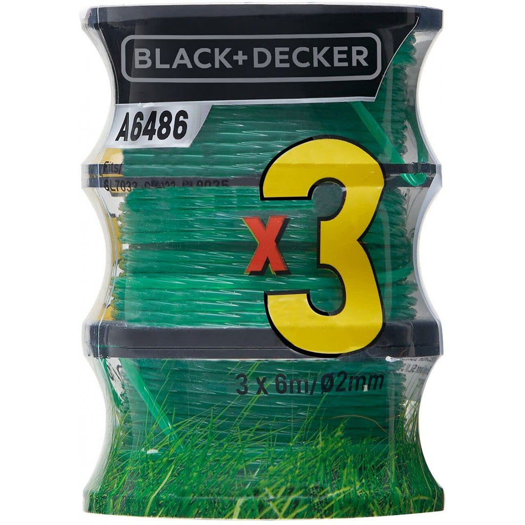  Black+Decker A6486-XJ Lot De X3 Bobines De Fil Reflex Pour Coupe Bordure GL7033, GL8033, GL9035, GL8033, STB3620 (A6486-XJ)