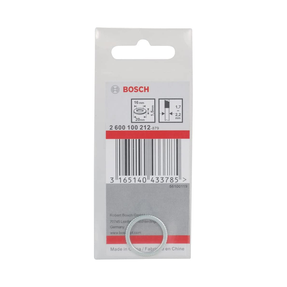  Bosch Bague De Réduction 20x16x1.5mm Pour Lames De Scie Circulaire (2600100212)