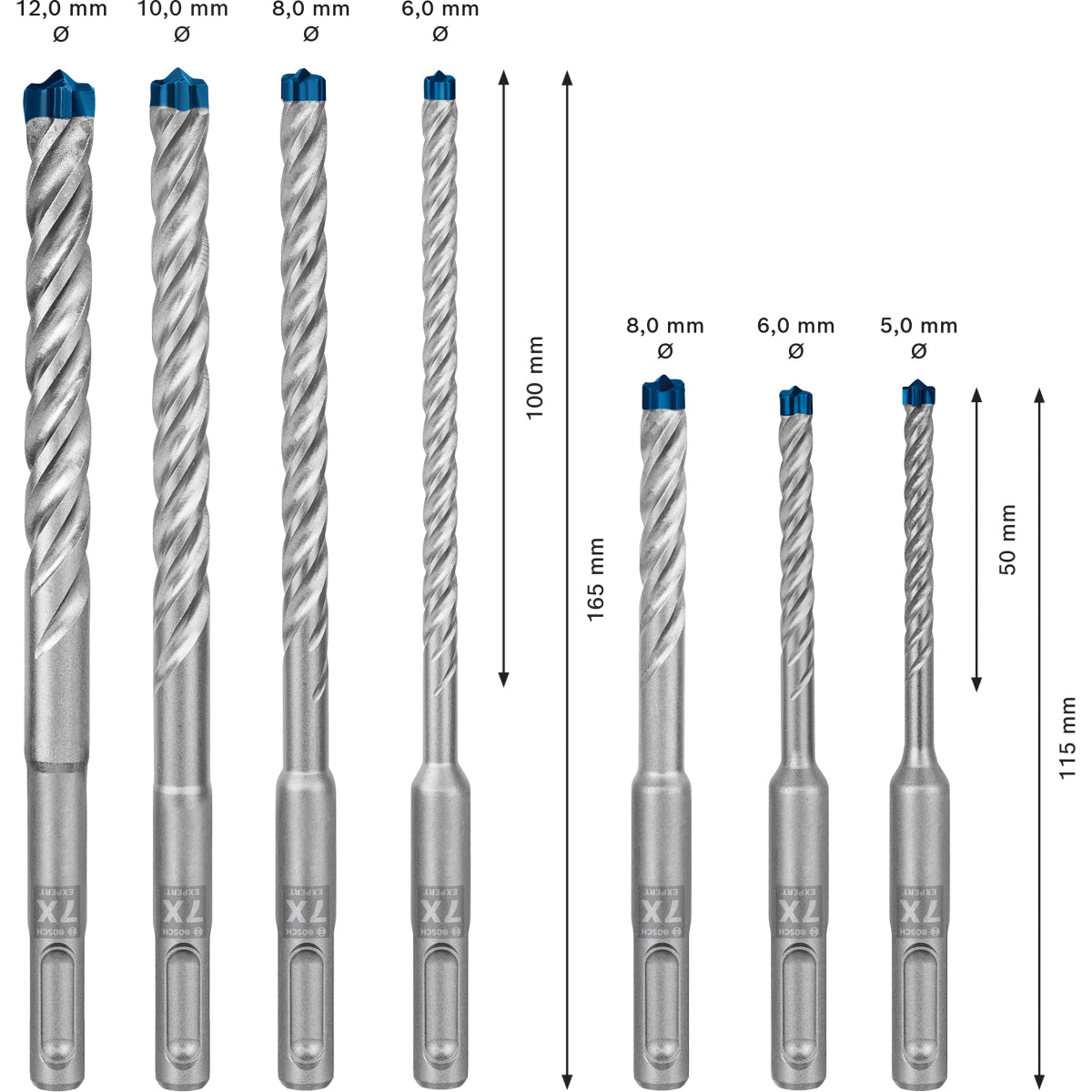  Bosch Expert Coffret De 7 Forets SDS PLUS-7X ø5/6/6/8/8/10/12 Mm Pour Perforateur (2608900195)