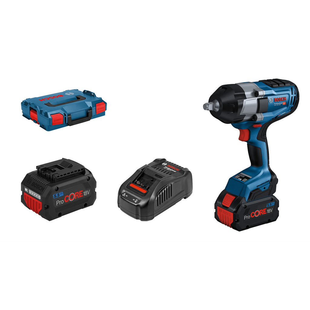  Bosch GDS 18V-1000 Boulonneuse Sans-fil 18V 1000Nm 2x5.5Ah + L-Boxx (06019J8303)