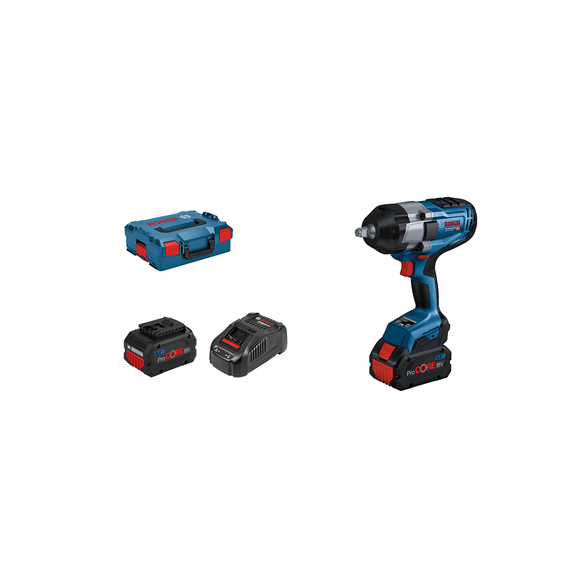  Bosch GDS 18V-1000 Boulonneuse Sans-fil 18V 1000Nm 2x8.0Ah + L-Boxx (06019J8302)