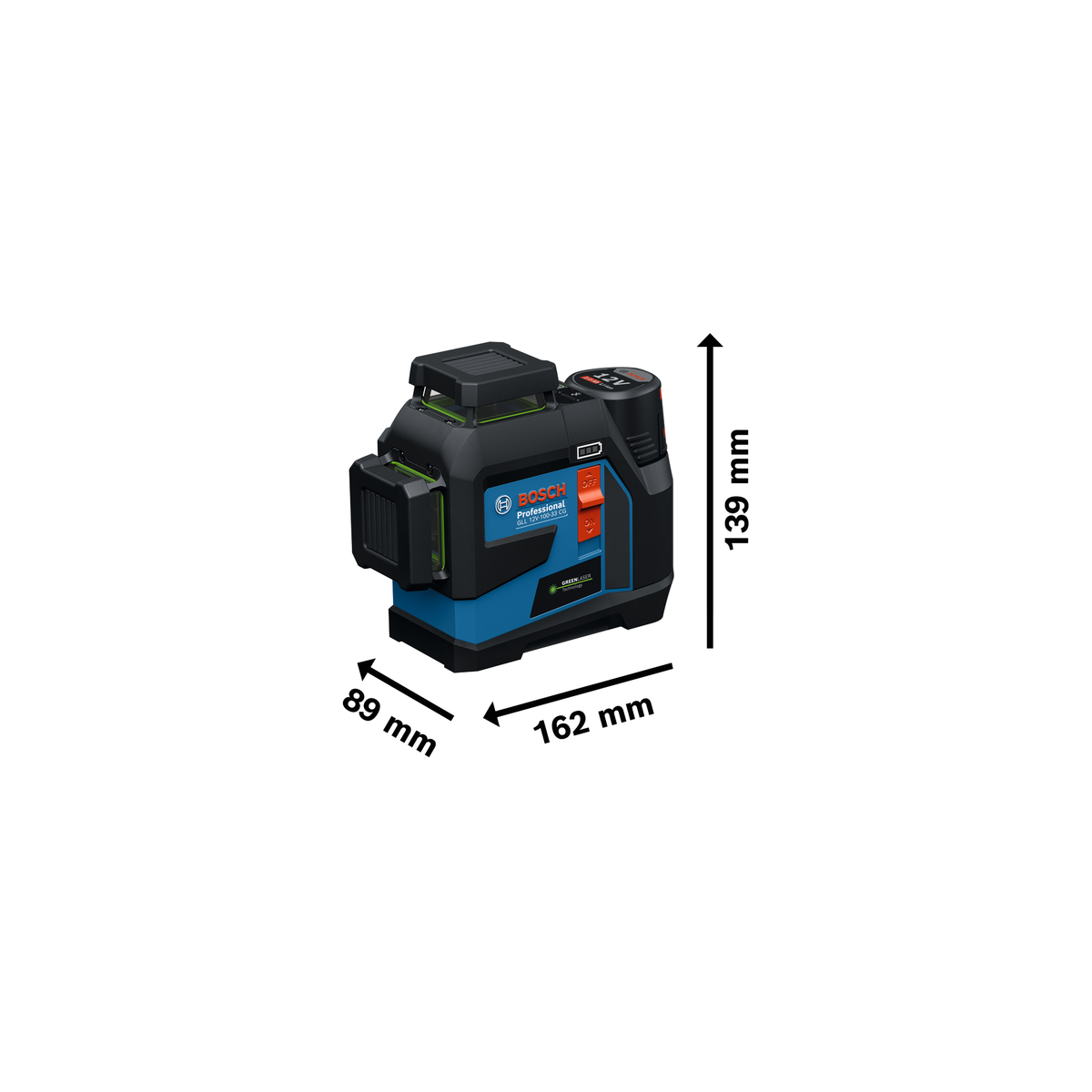  Bosch GLL 12V-100-33 CG Laser Lignes Vert Connectés 360° 1x2Ah (0601065401)