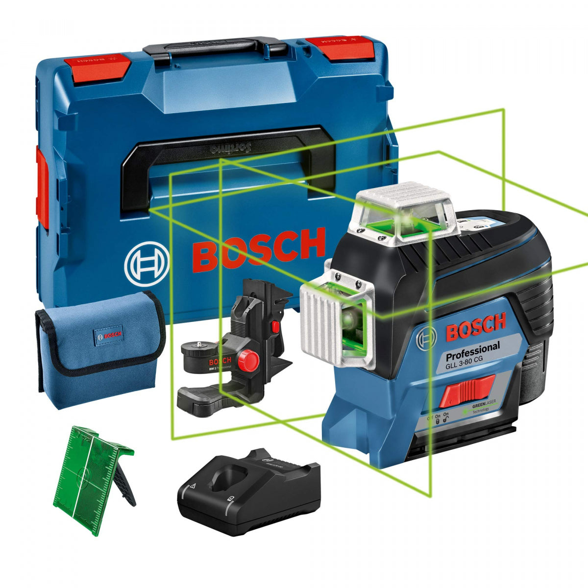  Bosch GLL 3-80 CG Laser Lignes Vert Connectés 360° 1x2.0AH (0601063T00)