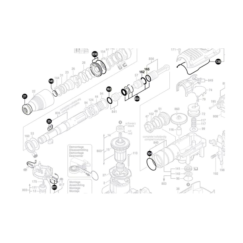  Bosch Kit De Réparation Pour Perforateur GBH5-40DE & Würth BMH40-XE (1617000430)