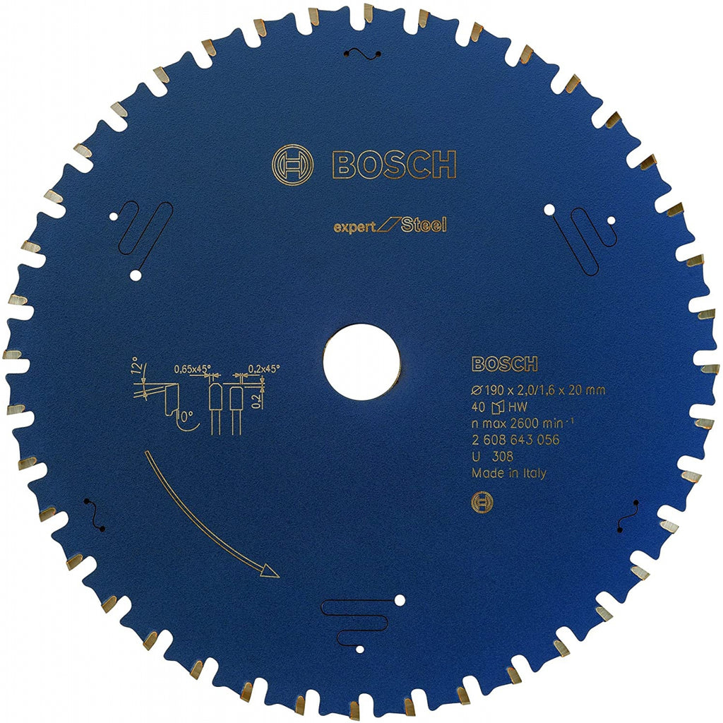  Bosch Lame Acier ø190x20x2.0mm 40Dts "expert For Steel" (2608643056)