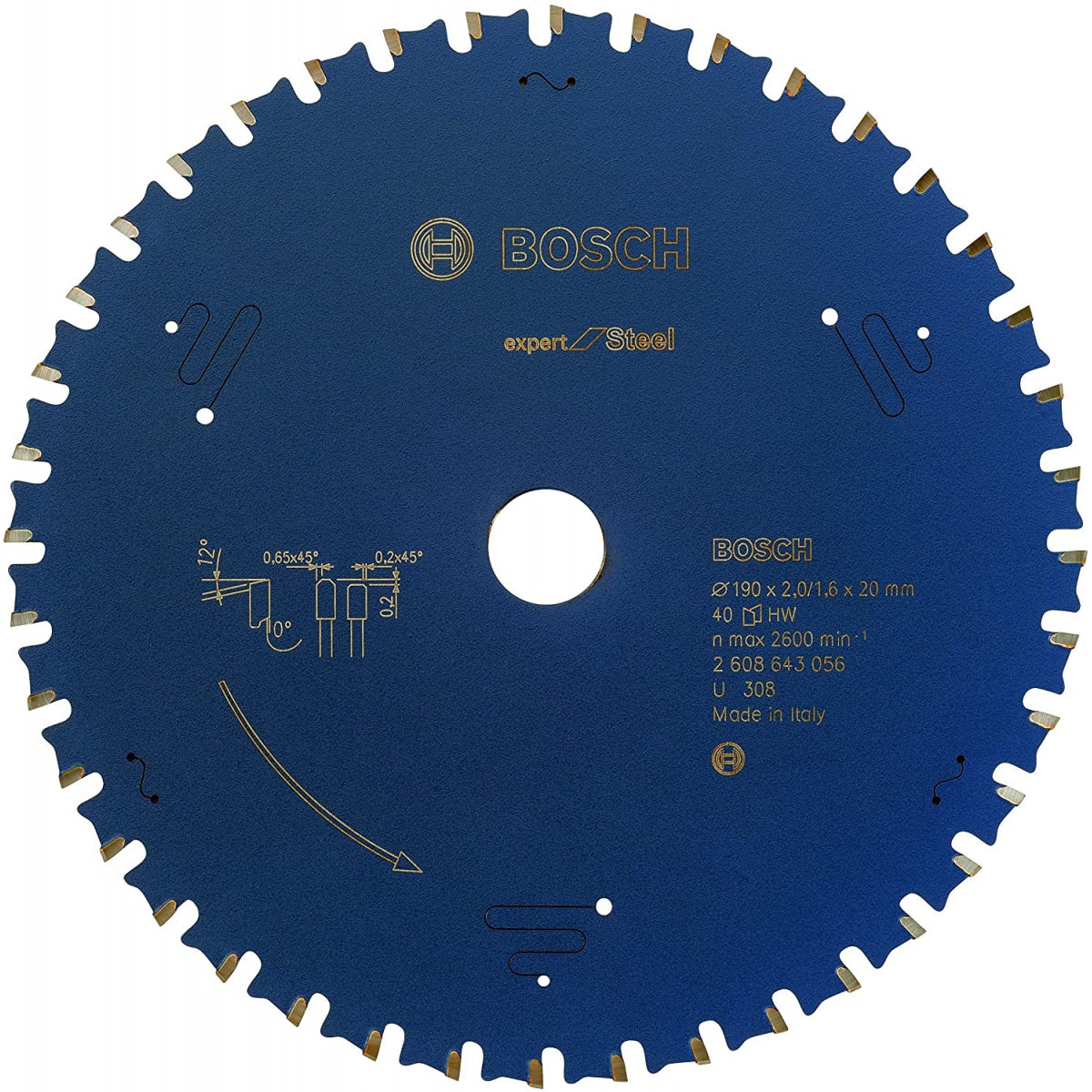  Bosch Lame Acier ø190x20x2.0mm 40Dts "expert For Steel" (2608643056)