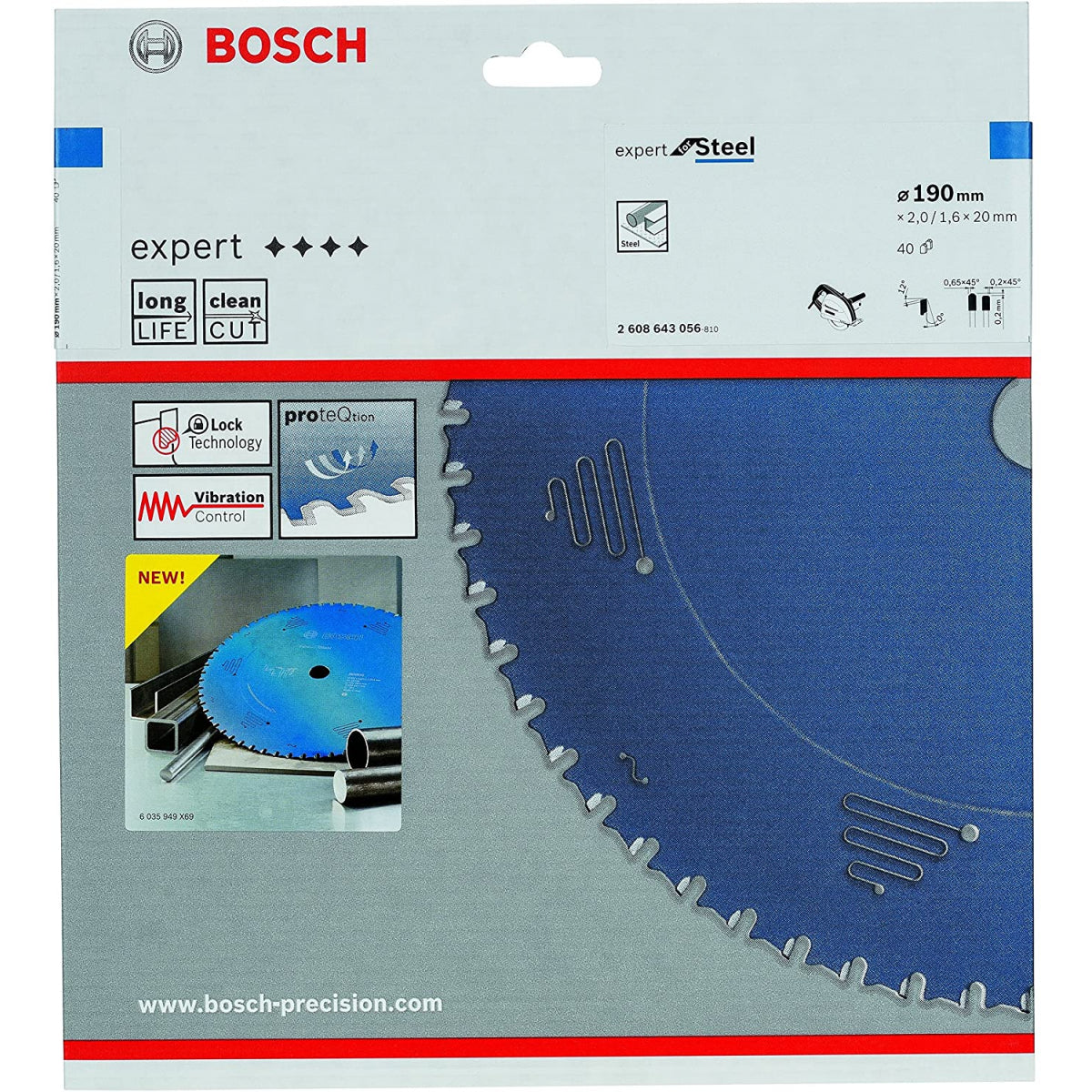  Bosch Lame Acier ø190x20x2.0mm 40Dts "expert For Steel" (2608643056)