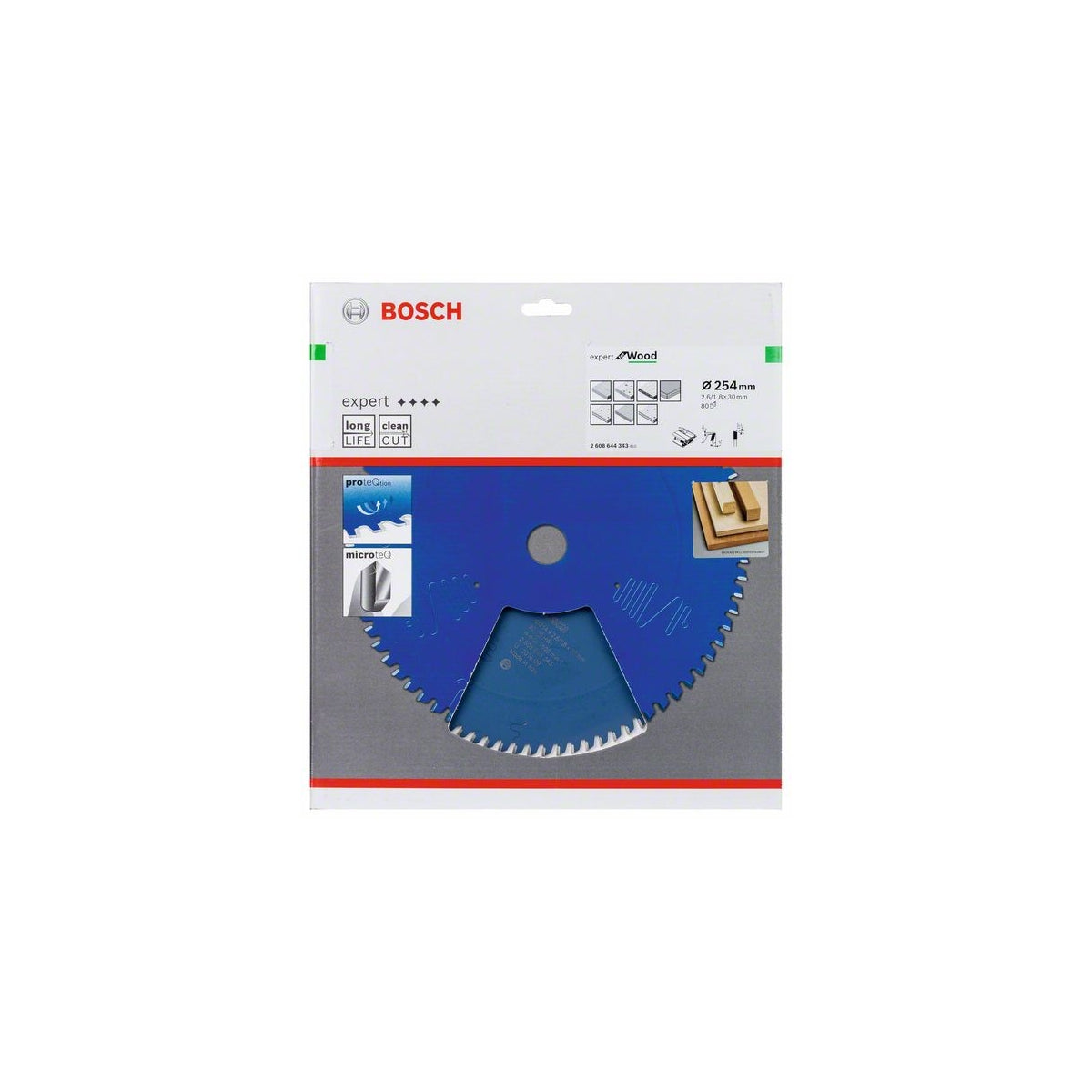  Bosch Lame ø254x30x2.6/1.8mm (80Dts) Expert For Wood (2608644343)
