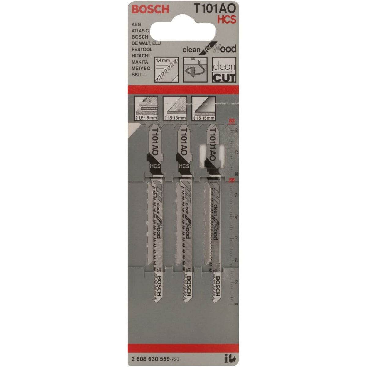  Bosch Lames De Scie Sauteuse Bois T101AO Clean Cut (2608630559)