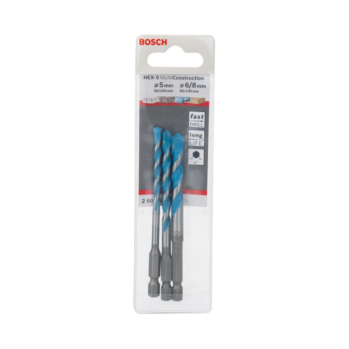  Bosch Lot De X3 Forets Multi Construction Polyvalents HEX-9 Ø5-6-8 (2608589529)