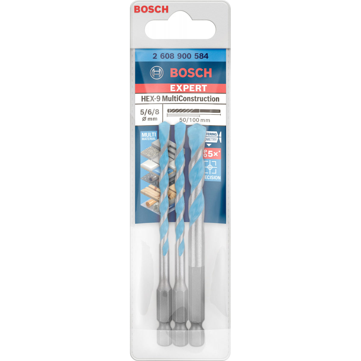  Bosch Lot De X3 Forets Multi-matériaux Polyvalents HEX-9 Ø5-6-8 (2608900584)