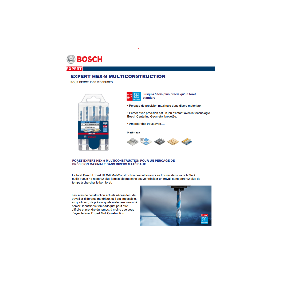  Bosch Lot De X3 Forets Multi-matériaux Polyvalents HEX-9 Ø5-6-8 (2608900584)