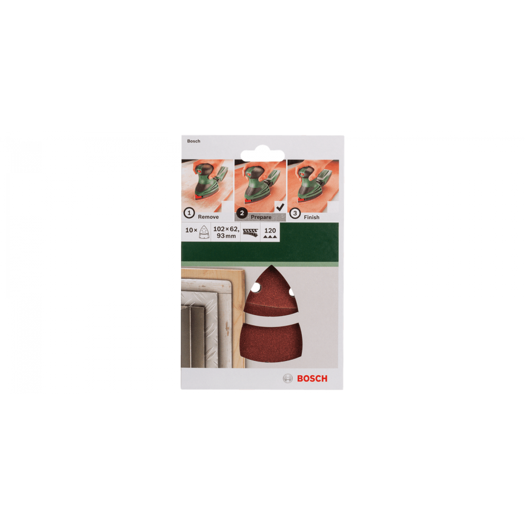  Bosch Pack De 10 Abrasifs Velcro 102x62 93mm Pour Ponceuse Vibrante