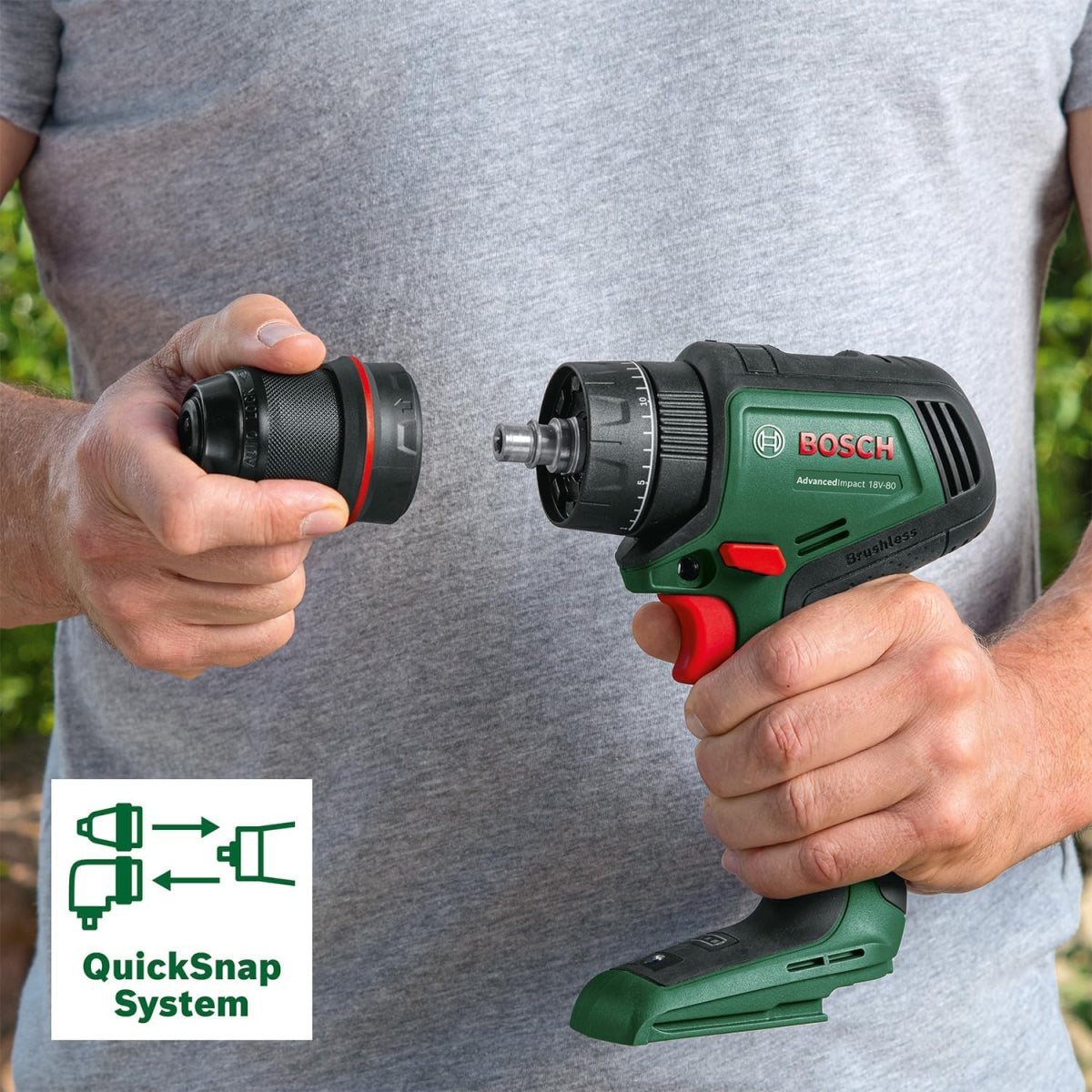  Bosch Perceuse, Visseuse Sans Fil 18V Advanced Drill 18V-80 QuickSnap (06039E2000)
