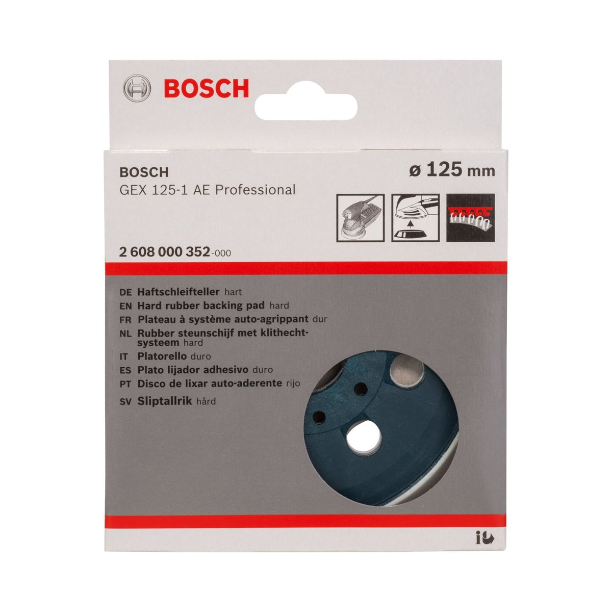  Bosch Plateau De Ponçage Dur Pour GEX125-1AE, GEX125-1AE, GEX18V-125 (2608000352)