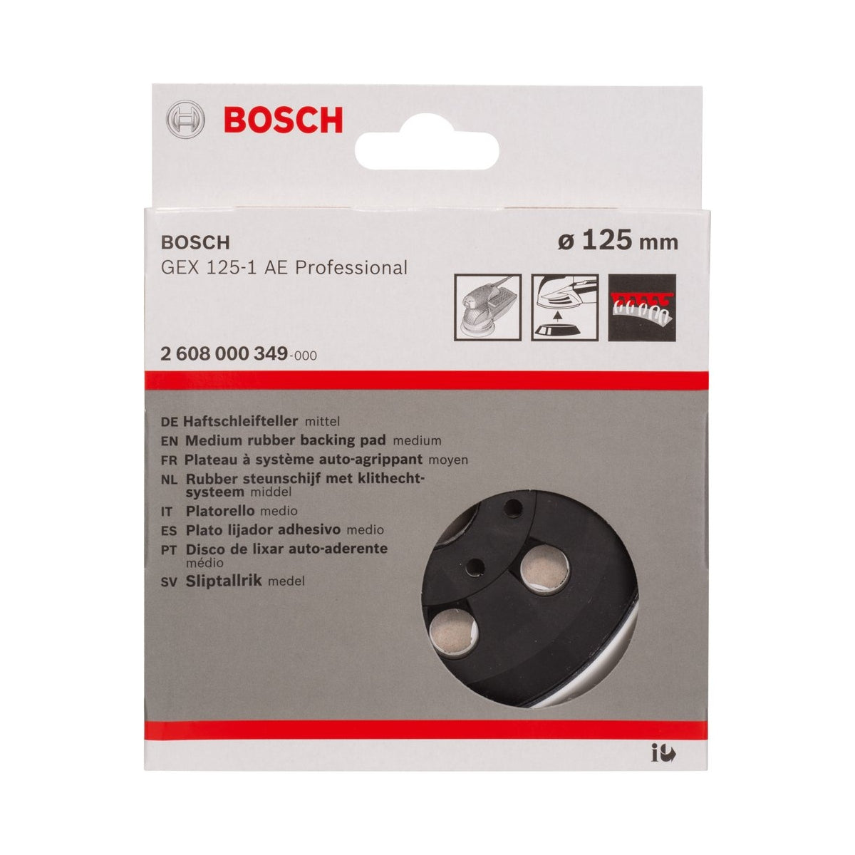  Bosch Plateau De Ponçage Mi-dur Pour GEX125-1AE, GEX12V-125, GEX18V-125 (2608000349)