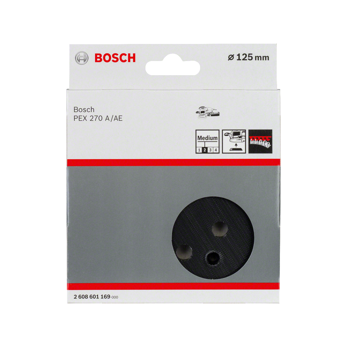  Bosch Plateau De Ponçage Pour Ponceuse Excentrique ø125mm (Medium) PEX270 (2608601169)