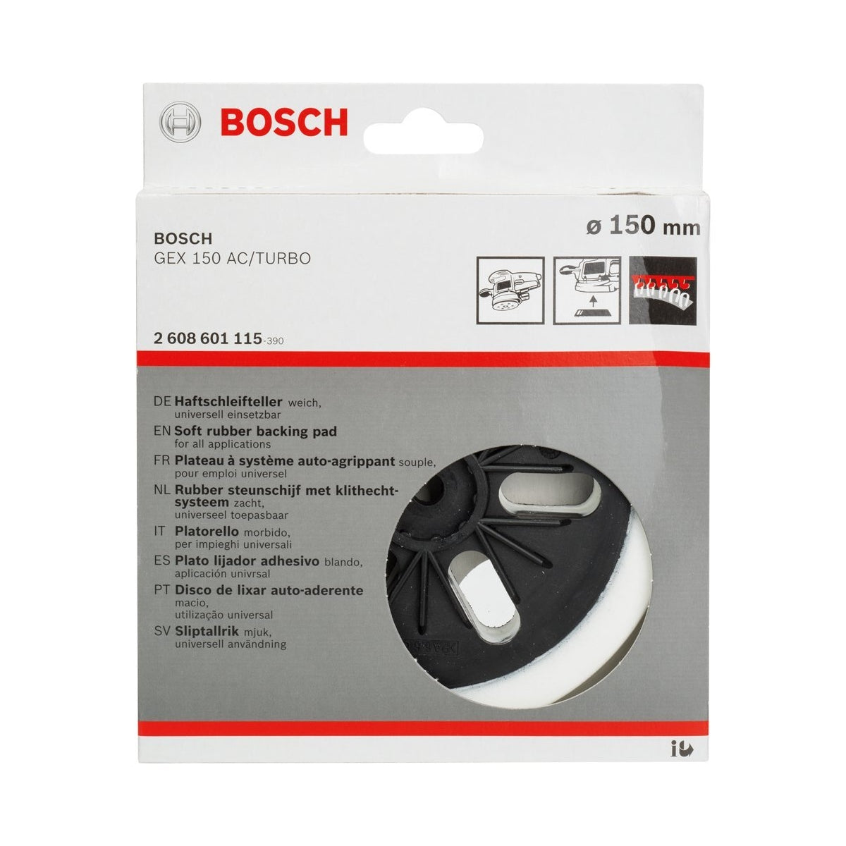  Bosch Plateau De Ponçage Pour Ponceuse Excentrique ø150mm (Soft) GEX150, (2608601115)