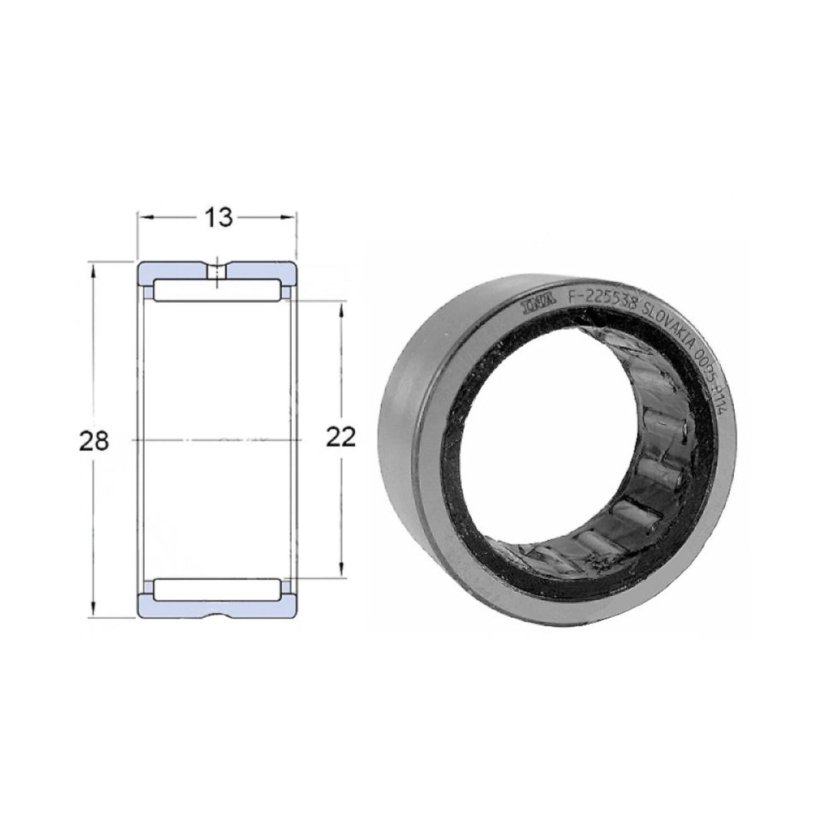  Bosch Roulement à Aiguilles F-225538 22x28x13mm (1610910096)