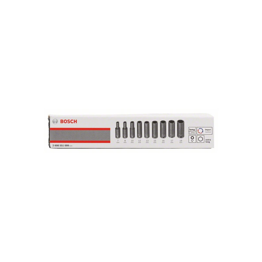  Bosch Set De 9 Douilles Longue 3/8" Pour Boulonneuse (2608551099)