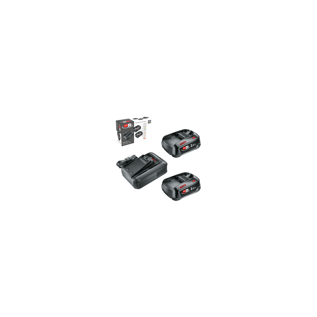  Bosch Starter Set Batterie PBA 18V 2x2.5Ah Avec Chargeur AL 18V-44 (1600A031T5)