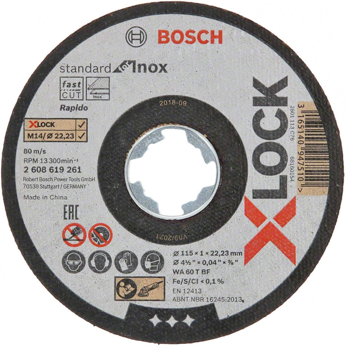  Bosch X10 Disques à Tronçonner Droits X-LOCK Standard For Inox ø115x1mm (2608619266)
