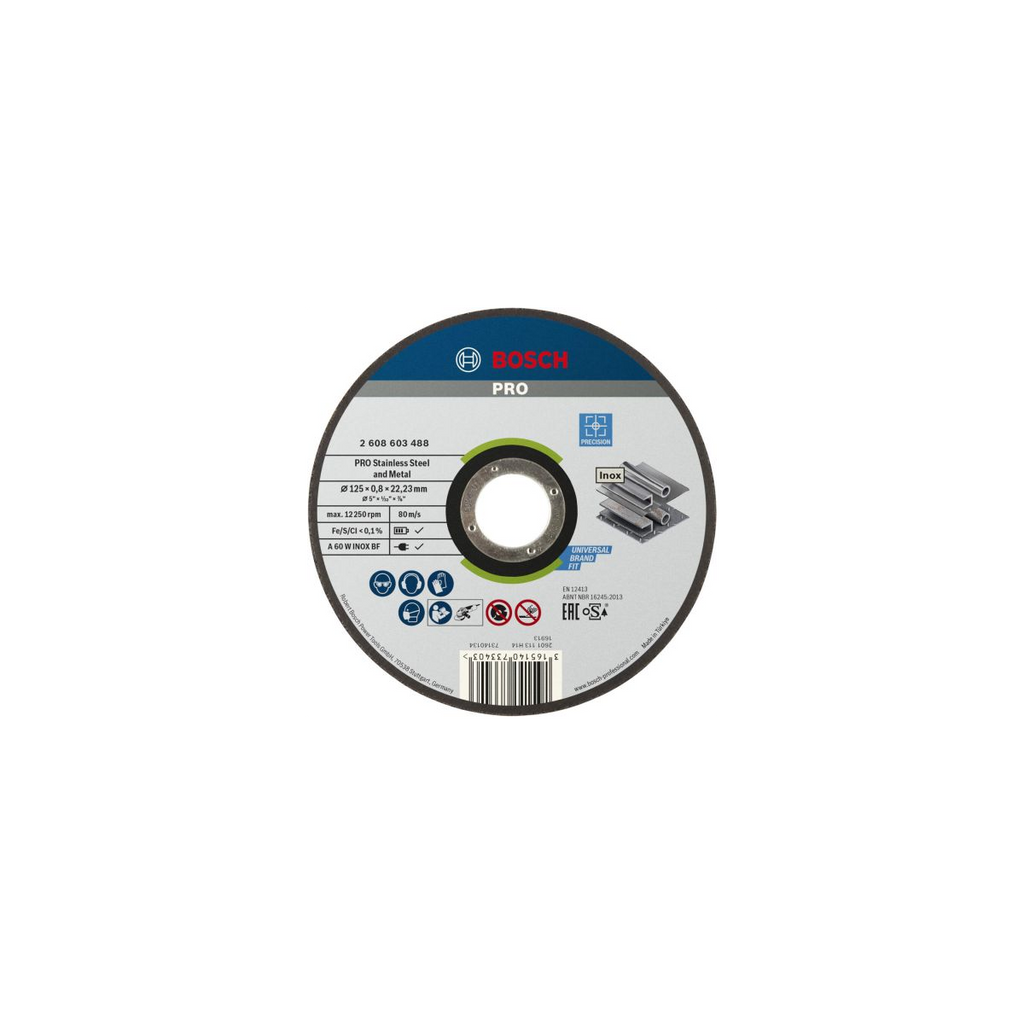  Bosch X100 Disques à Tronçonner PRO Inox & Métal ø125x16mm (2608626114)
