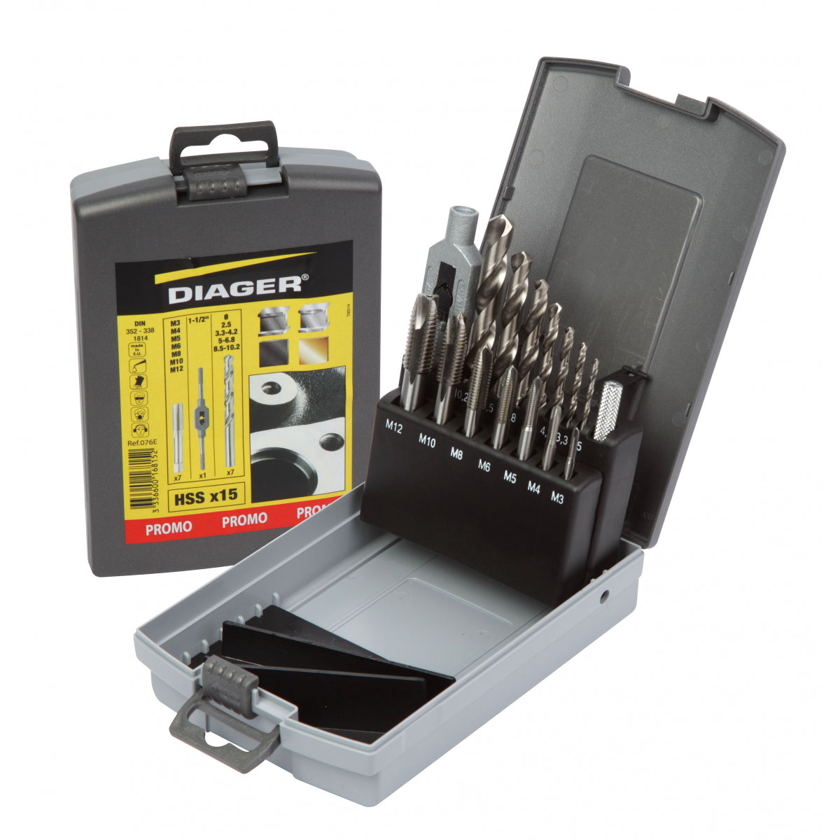  DIAGER Set Tarauds Et Forets 15 Pcs 076E