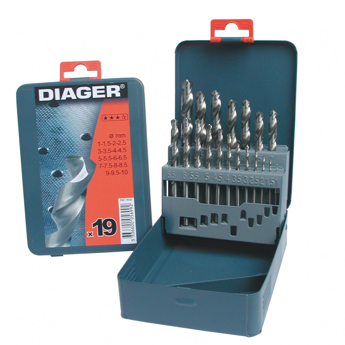  DIAGER Coffret De 19 Forets Métal 745D