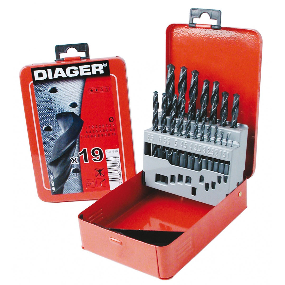  DIAGER Coffret Métal 19 Forets HSS Métal 775D