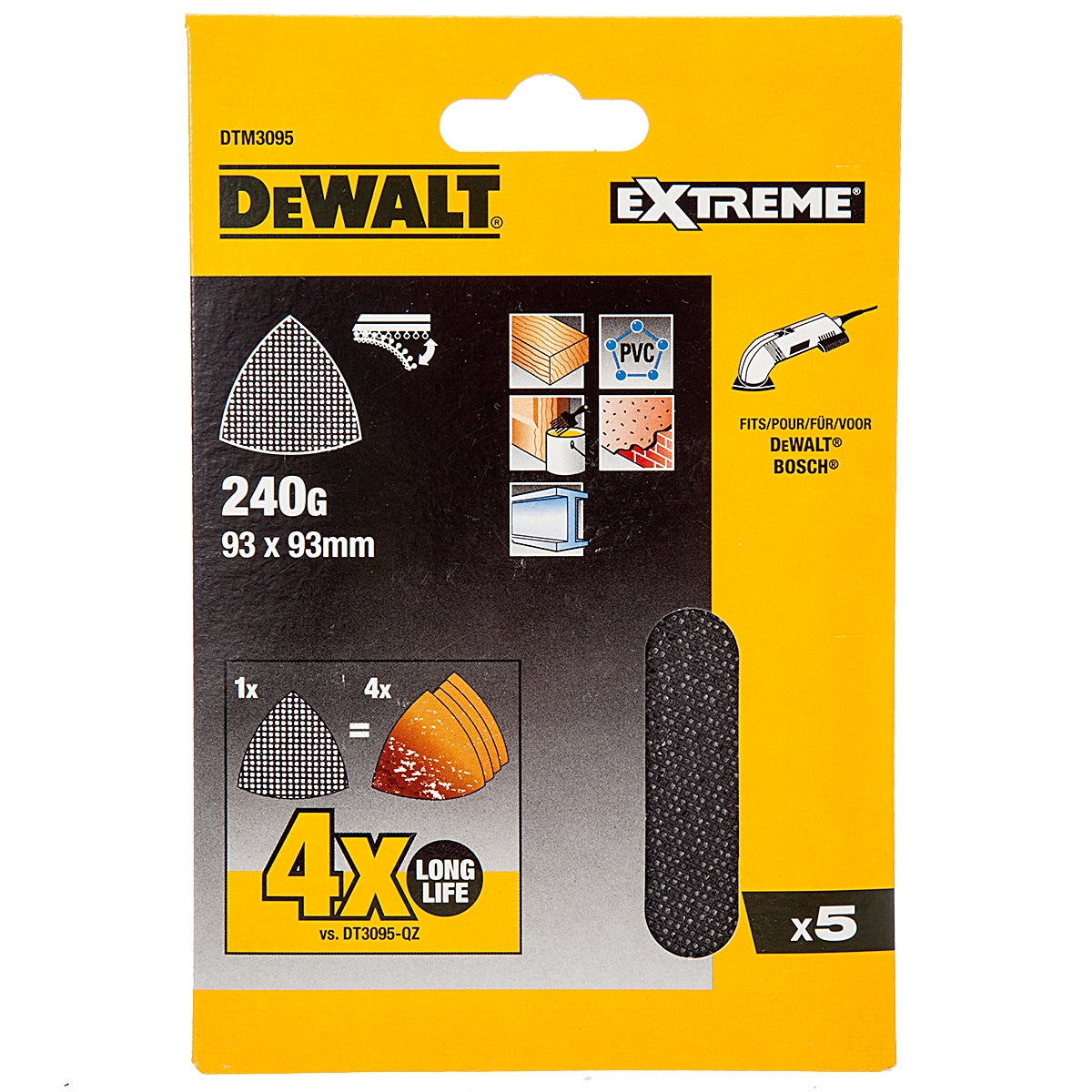  Dewalt 5 Abrasifs Delta Maille 93x93mm