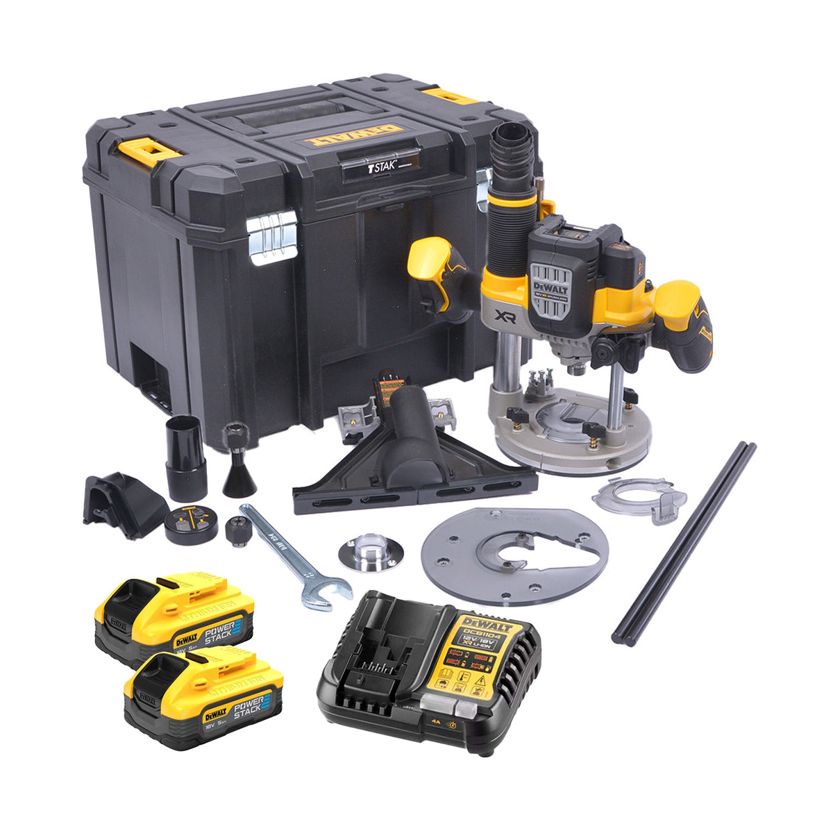  Dewalt DCW620H2-QW Affleureuse, Défonceuse XR 18V Brushless 2x5.0Ah Powerstack
