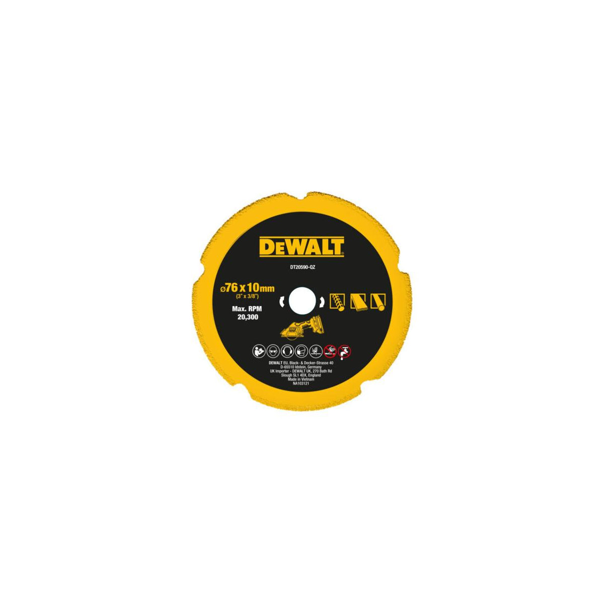  DeWalt Disque Diamant ø76mm Matériaux DT20590-QZ