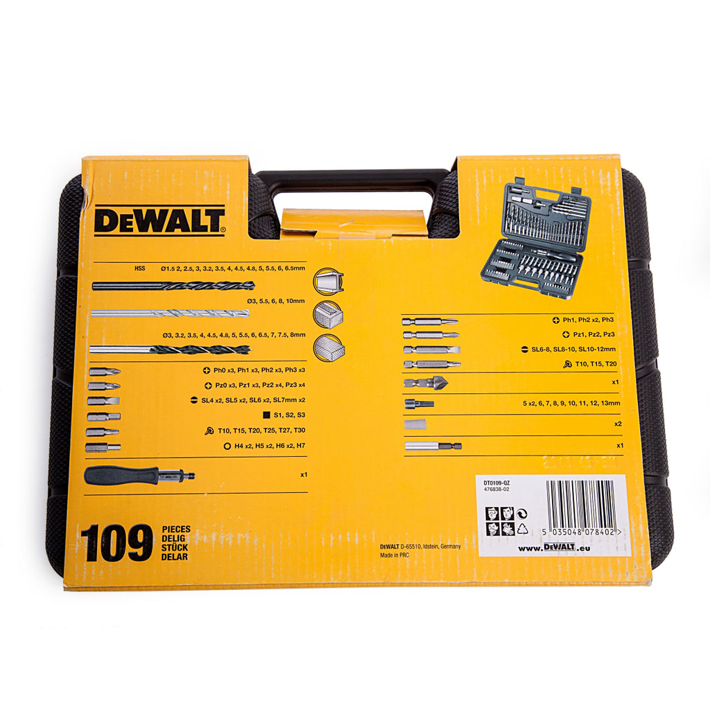  Dewalt DT0109-QZ Coffret De 109 Embouts De Vissage + Forets