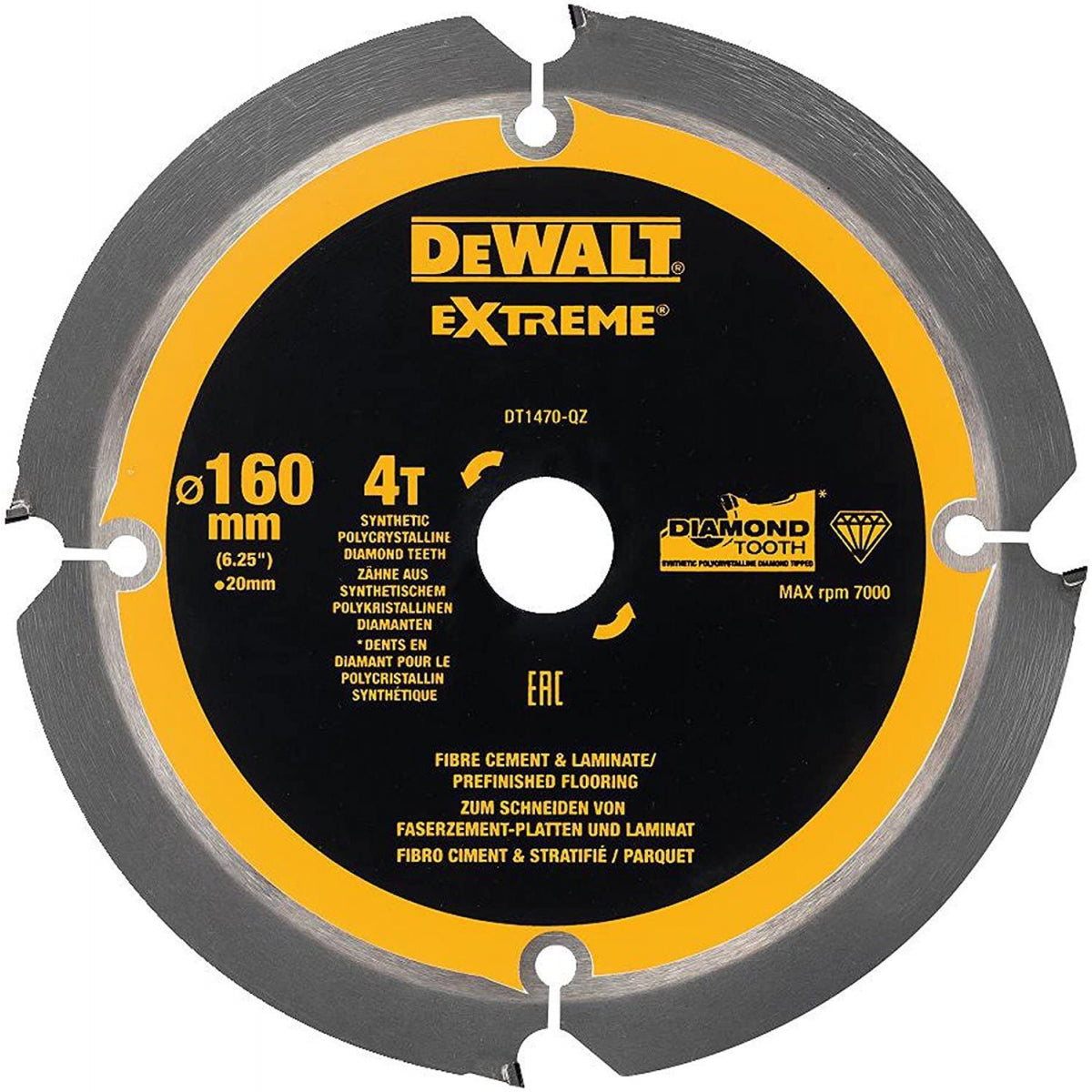  DeWalt DT1470 Lame ø160x20x4Dts Fibrociment Et Stratifié