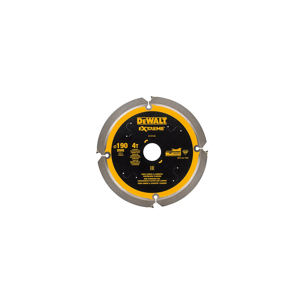  DeWalt DT1472 Lame ø190x30x4Dts Fibrociment Et Stratifié