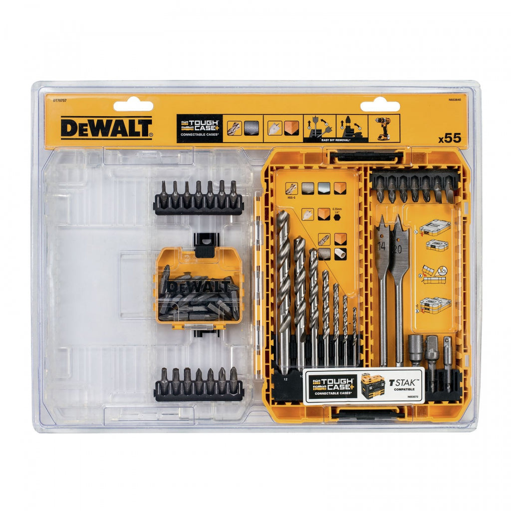  Dewalt DT70757-QZ Coffret Toughcase De 55 Pièces Bois Et Métal