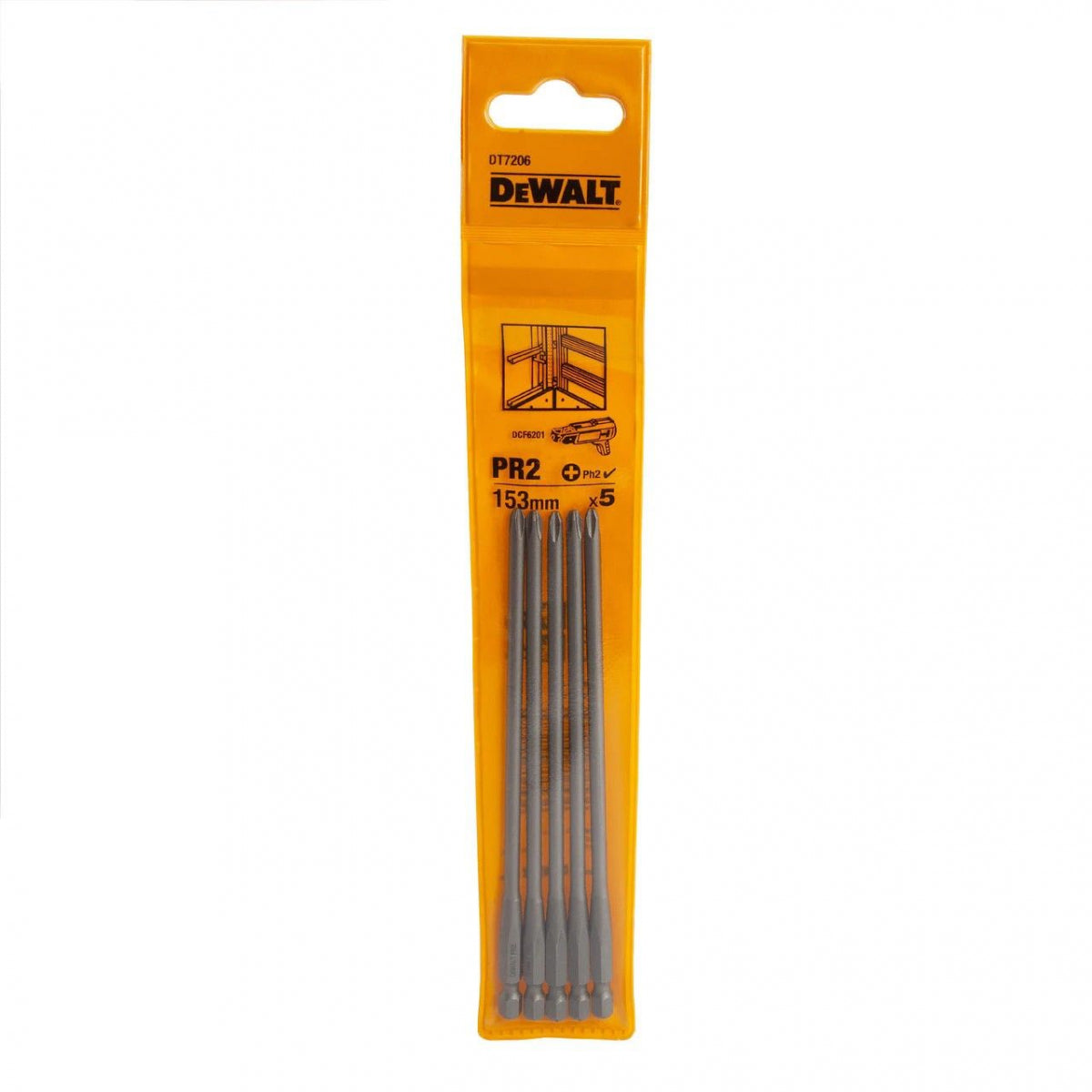  Dewalt DT7206-QZ Lot De 5 Porte-embouts De Vis En Bande 153mm PR2 PH2
