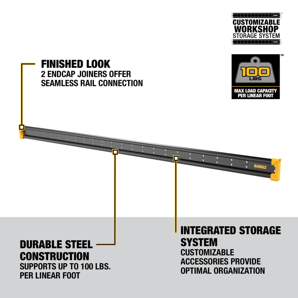  DeWalt DXL Rail Métal Mural 122cm (DWST82800-0)