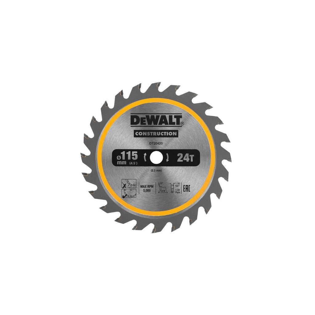  DeWALT Lame De Scie Circulaire ø115x9.5 24 Dents DT20420 Pour DCS571