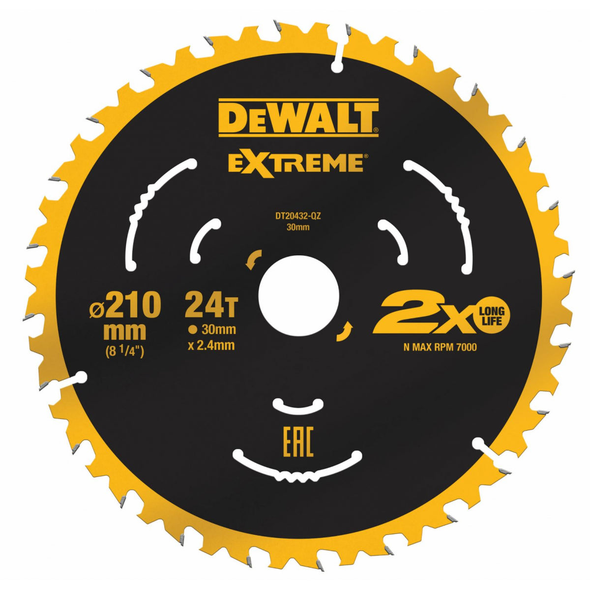  DeWALT Lame De Scie Circulaire ø210x30 24 Dents "Extrême" DT20432-QZ