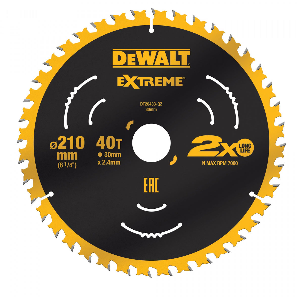  DeWALT Lame De Scie Circulaire ø210x30 40 Dents "Extrême" DT20433-QZ