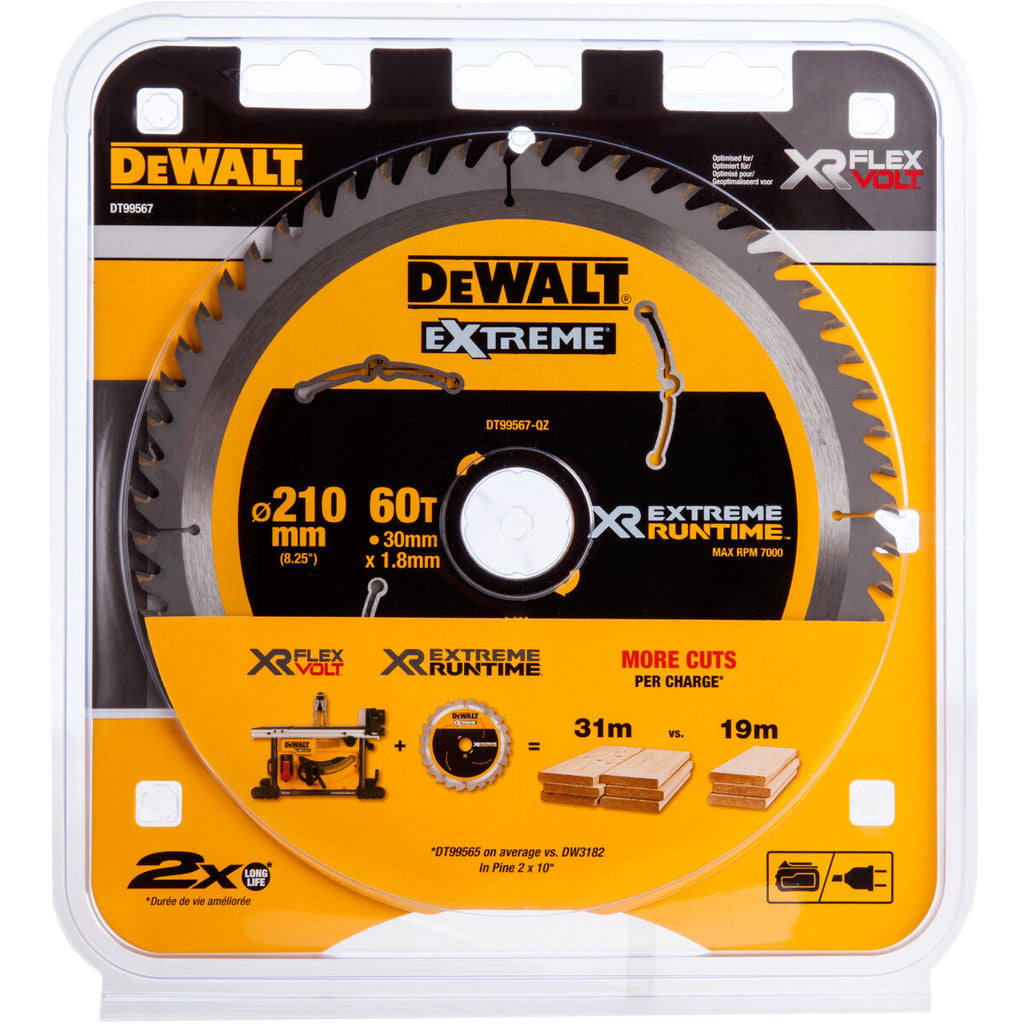  DeWALT Lame De Scie Circulaire ø210x30 60 Dents "Extrême Runtime" DT99567-QZ