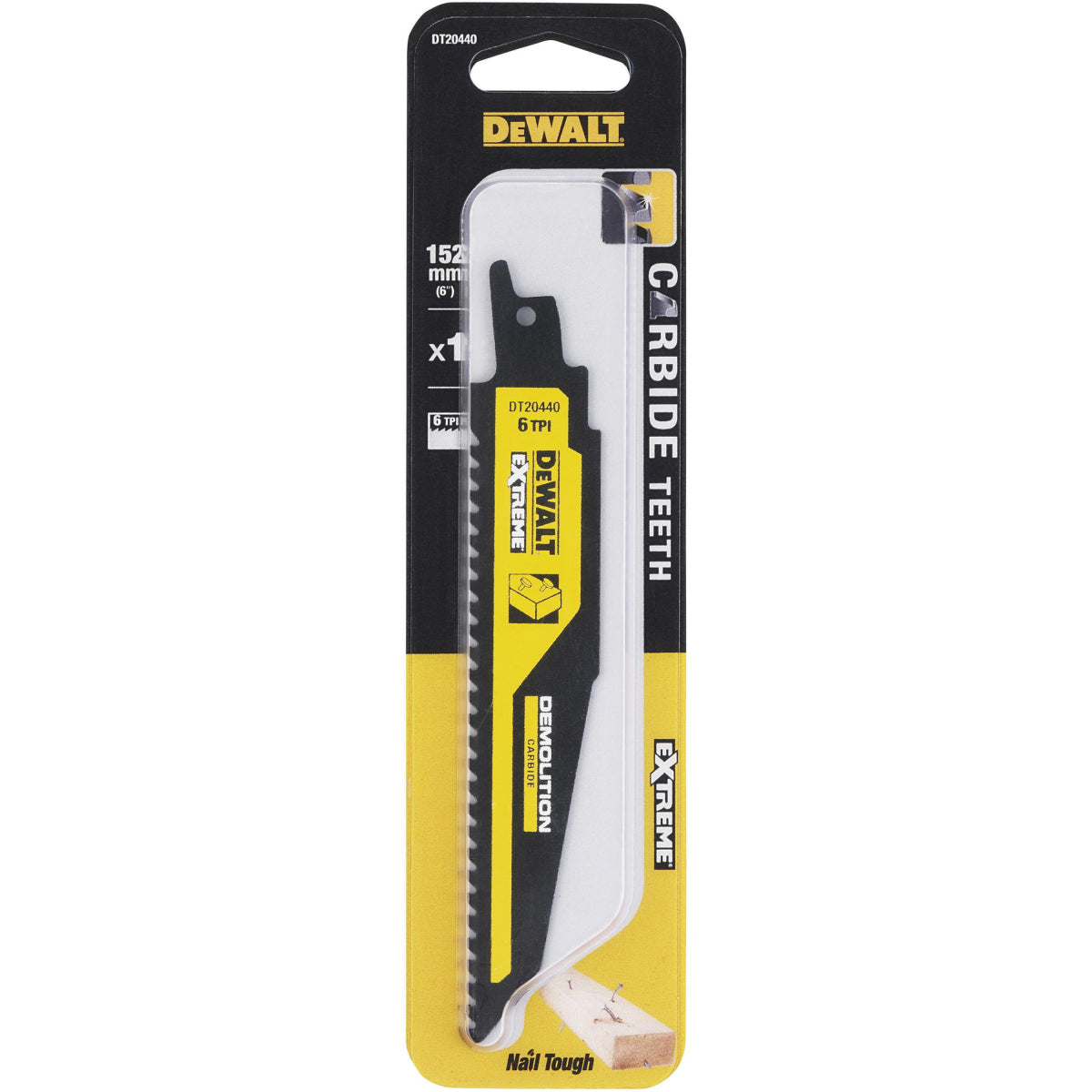  DeWalt Lame De Scie Sabre Carbure BOIS 152mm DT20440-QZ