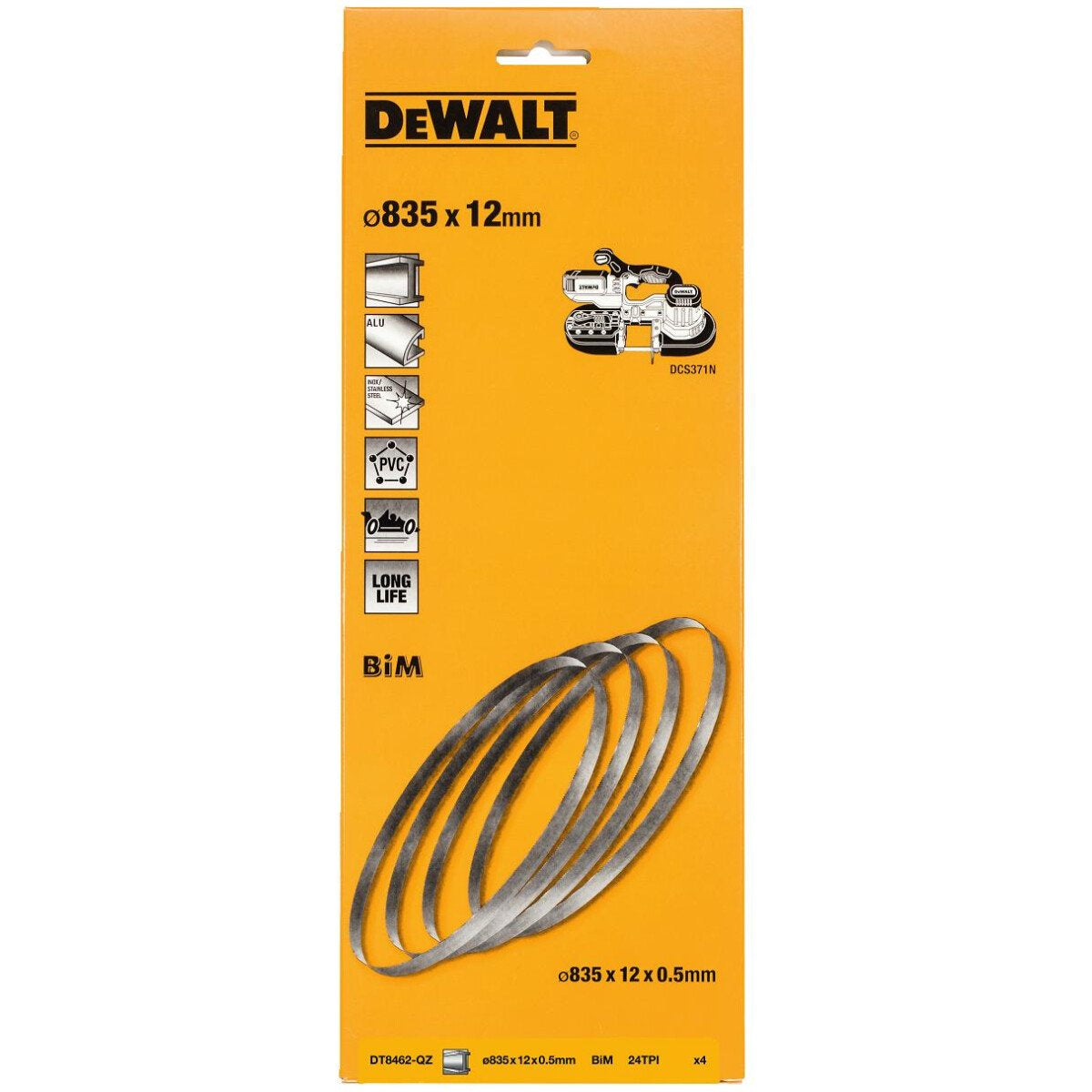  DeWalt Lot De 4x Lames De Scie à Ruban 835x12mm 24 TPI Pour DCS371 (DT8462-QZ)