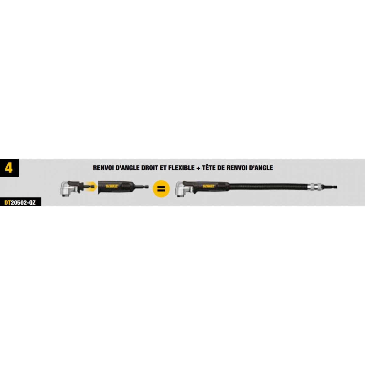  Dewalt Renvoi D'angle Droit Et Flexible à Emmanchement Rapide DT20502-QZ