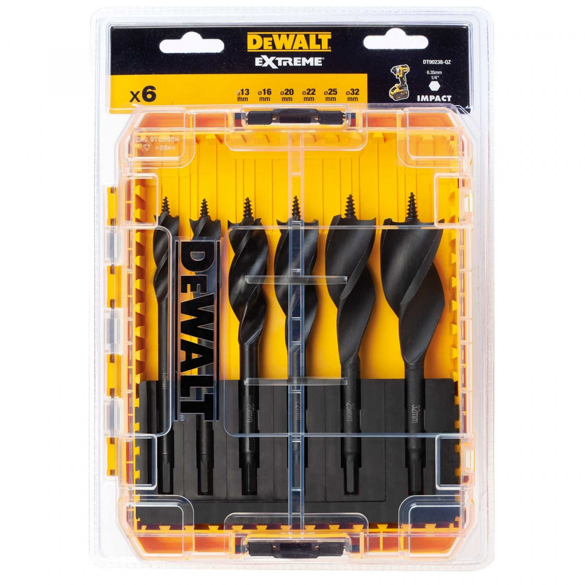  Dewalt Coffret De 6 Mèches à Bois Pour Visseuse à Choc DT90238-QZ