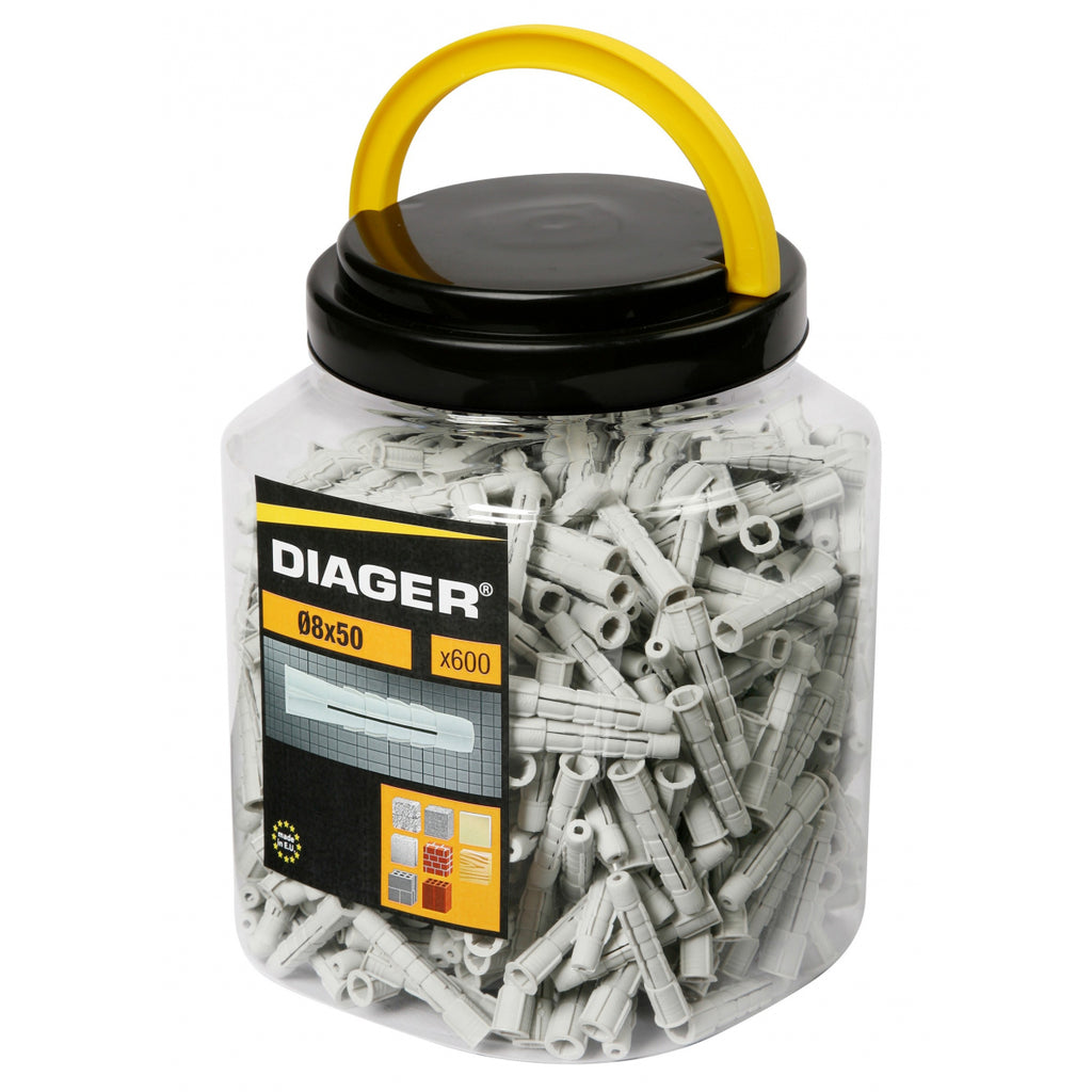 DIAGER Bidon De 600 Chevilles Nylon Multimatériaux M8x50